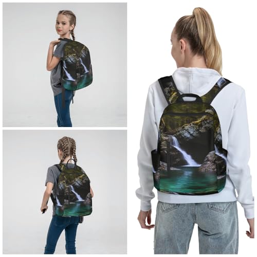 Travel Backpack for Women Men Clear Small Waterfall Daypack 15 inch Lightweight Computer Bag Casual Back Pack - color: Clear Small Waterfall