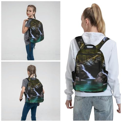 Travel Backpack for Women Men Clear Small Waterfall Daypack 15 inch Lightweight Computer Bag Casual Back Pack - color: Clear Small Waterfall