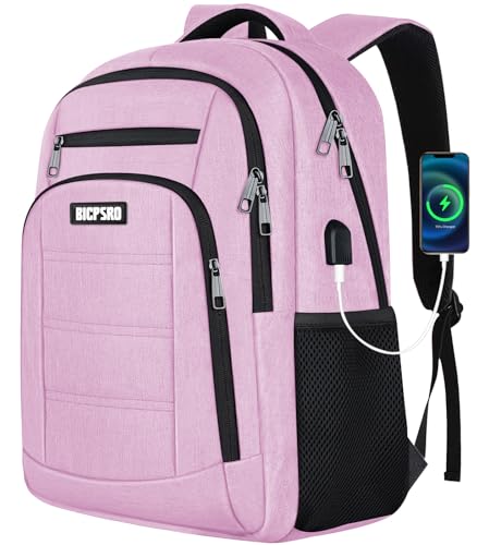Backpack for Women, School Backpack for Girls, Work Business Back pack with USB Charging Port,Water Resistant College Computer Bookbag Fits 15.6 Inch Laptop,Back Pack,Mochilas Pink - color: C3-pink, size: 15.6 Inch