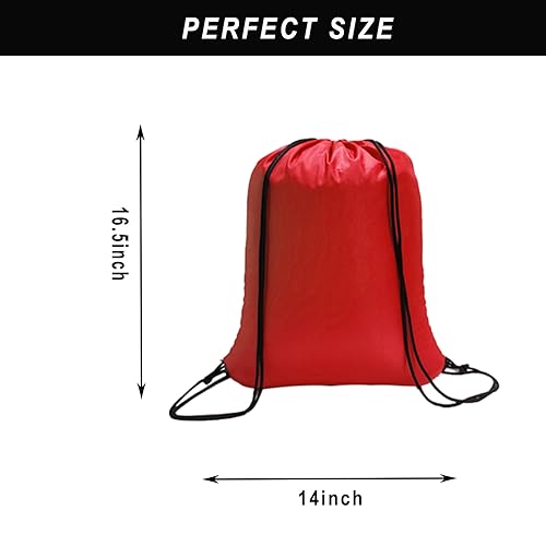 CAIHONG 100 Pack Drawstring Bags Bulk, Red Bulk Draw string Backpacks Cinch Snack Gym Draw String Bags for Women Men (Red,100Pcs) - color: Red