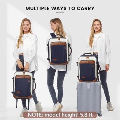 LOVEVOOK Travel Backpack for Women, 40L Carry On Backpack with 3 Packing Cubes,TSA Personal Item Travel Bag Airline Approved, Water Resistant Weekender Overnight Luggage Daypack, Fits 17 Inch Laptop - color: H-blue-beige-brown, size: Large - 17.3 Inch - 4