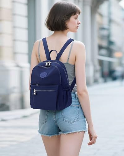 Tanweibago Mini Nylon Women Backpacks,11L Small Ladies backpacks Casual Lightweight Women Shopping Travel Daypack (Dark Blue) - color: Dark Blue