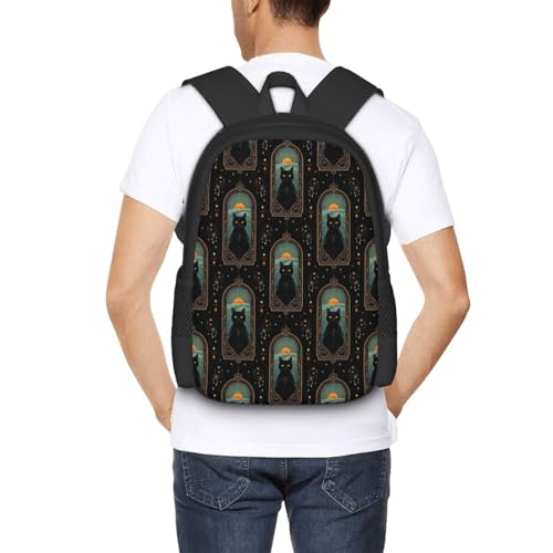 Lightweight Polyester Daypack Mystical Black Cat, Anti Theft Large Capacity Travel Hiking Backpack Unisex Carry On Bag for Outdoor Commute Business Use - color: Design (1201)