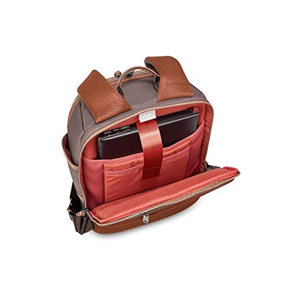 DELSEY PARIS Chatelet Air 2.0 Travel Laptop Backpack, Fits 14 Inch Laptop, Water-Repellent Recycled Fabric, Vegan Leather Trim, Trolley Sleeve, Chocolate Brown - color: Brown