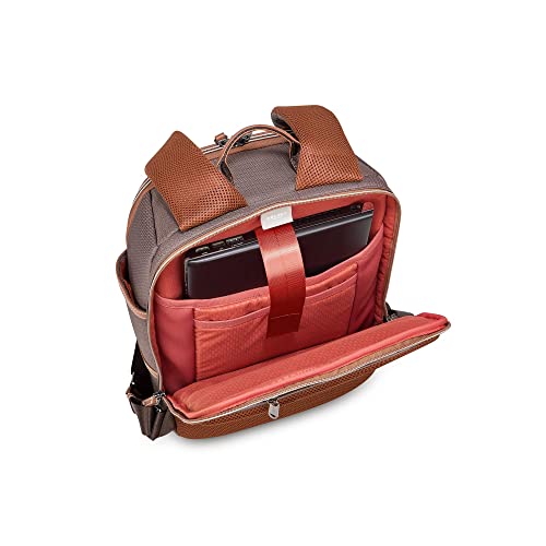 DELSEY PARIS Chatelet Air 2.0 Travel Laptop Backpack, Fits 14 Inch Laptop, Water-Repellent Recycled Fabric, Vegan Leather Trim, Trolley Sleeve, Chocolate Brown - color: Brown
