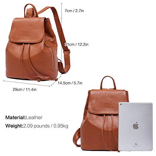 BOYATU Women’s Full-Grain Leather Backpack Purse, Minimal Structured Design, Work Commuter & City Travel, Compact Everyday Essentials, Fashion RFID Pocket Bag ((Brown) - color: Brown