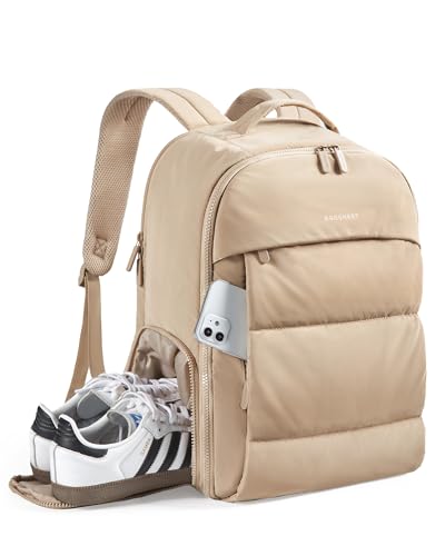 BAGSMART 30L Travel Backpack for Women, Carry on Backpack for Airplanes, Gym Backpack with Shoe Compartment, Lightweight Travel Bag Fits 15.6 Inch, Water-Resistant, Desert - color: Desert