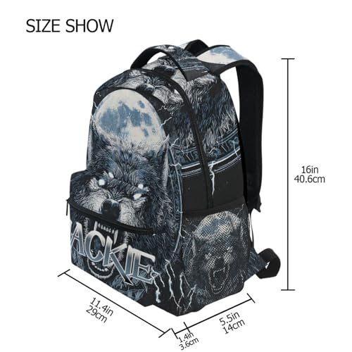 susiyo Custom Name Backpack Personalized School Bookbag Moon and Wolf Lightweight College Back Pack Travel Camping Casual Daypack for Teens Girls Boys Women Men - color: Custom Wolf