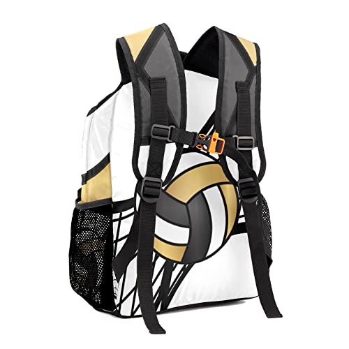 Personalized Volleyball Black Gold Custom Backpack Waterproof Multifunctional Daypack with Name Gift - color: Design 1