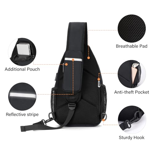 MOSISO Sling Backpack Bag, Crossbody Shoulder Bag Travel Hiking Daypack Chest Bag with Front Square Pocket&USB Charging Port - color: Slate Gray