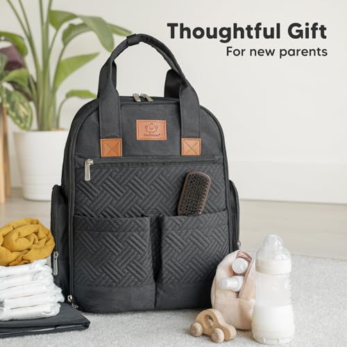 KeaBabies Diaper Bag Backpack for Girls, Boys - Mom and Dad Baby Bag with Diaper Changing Pad for Newborns, Toddlers, 2 Kids (Charcoal)