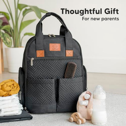 KeaBabies Diaper Bag Backpack for Girls, Boys - Mom and Dad Baby Bag with Diaper Changing Pad for Newborns, Toddlers, 2 Kids (Charcoal)