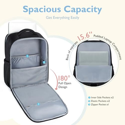 mommore Diaper Bag Backpack Large Baby Bag 37L with 15.6'' Laptop Sleeve Mom Bags with Insulated Pockets, Changing Pad, Stroller Straps, Travel, Work