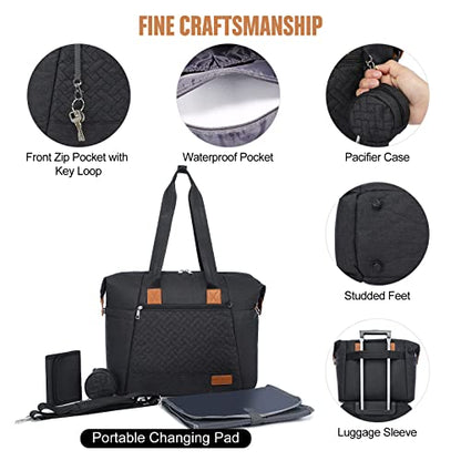 LOVEVOOK Diaper Bag Tote, Baby Diaper Bag Waterproof Travel Diaper Tote with Changing Pad - color: Dark Gray