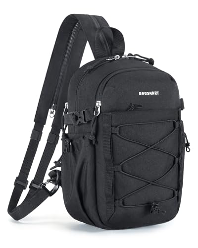 BAGSMART Small Crossbody Sling Bag, Crossbody Daypack, Chest Shoulder Bag Hiking Small Backpack for Casual Travel Sport - color: Black