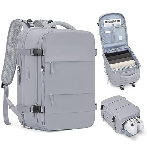 coofay Expandable Backpack For Traveling On Airplane Carry On Backpack Flight Approved Personal Item Travel Backpack For Women Men Airline Approved Gym Bag With Shoe Compartment Travel Weekender Bag - color: A-grey, size: XX-Large