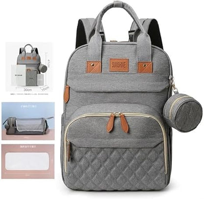 Baby Diaper Bag Backpack – Waterproof Multi-Function Travel Bag with Changing Pad, Stroller Straps & Pacifier Case, Large Capacity Unisex Baby Bag for Mom & Dad (Grey)