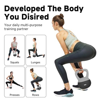 Color Coded Anti-Slip Soft Kettlebells - Steel Shot Filled Weights for Home Workouts, Ideal for Women and Men