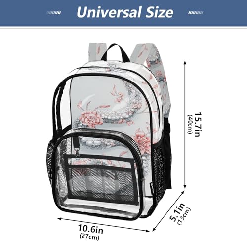 MCHIVER Snake Pearl Gray Clear Backpack Stadium Approved 10.6x5.1x15.7 PVC Transparent Backpacks for Work Concert Stadium