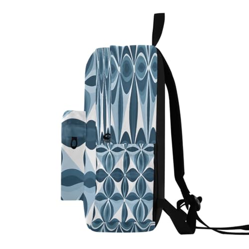 Blue Pattern Lightweight Casual Backpack for Women & Men, Multi-Pocket Everyday Travel Bag with Adjustable Straps, Versatile Daypack for Work, Outdoor Activities & Daily Use