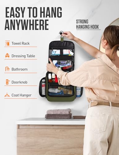 VENTURE 4TH Hanging Travel Toiletry Bag, 18 Compartments - Dark Green - color: Dark Green