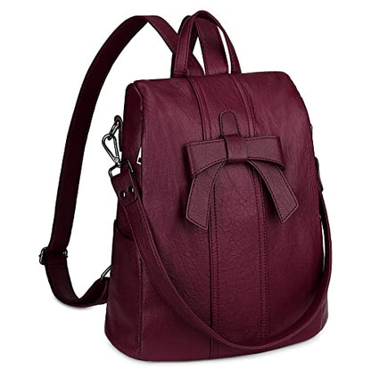 Uromee Backpack Purse for Women Vegan Leather Ladies Fashion Travel Shoulder Bag Convertible - color: 290 Wine Red