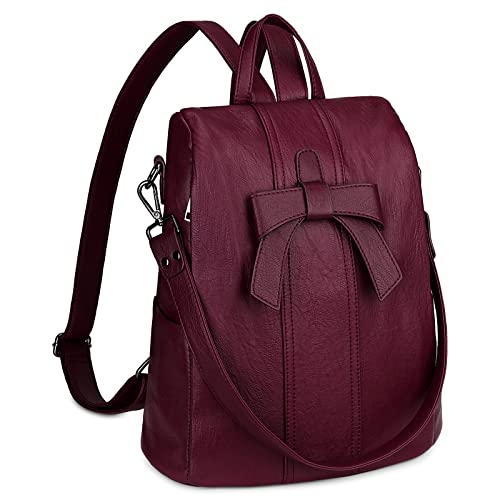 Uromee Backpack Purse for Women Vegan Leather Ladies Fashion Travel Shoulder Bag Convertible - color: 290 Wine Red