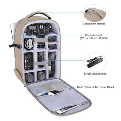 MOSISO Camera Backpack,DSLR/SLR/Mirrorless Photography Camera Bag Full Open Waterproof Hardshell Bag with Insert&Tripod Holder&Laptop Compartment Compatible with Canon/Nikon/Sony, Camel - color: Camel