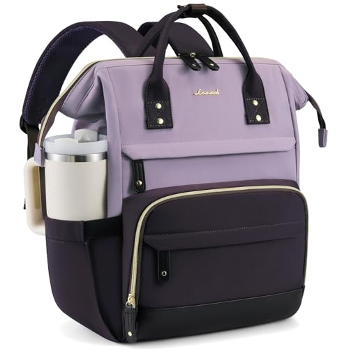 LOVEVOOK Laptop Backpack for Women, 15.6 Inch Work Business Backpacks Purse With Large Capacity - color: Plum-purple-black, size: 15.6 INCH