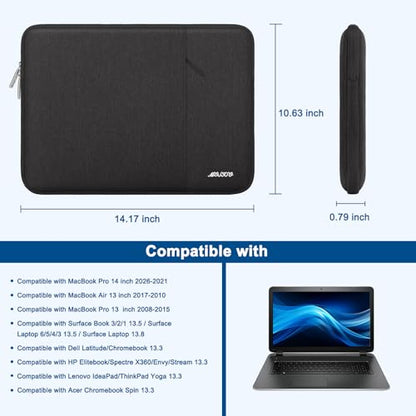 MOSISO Laptop Case 13.3 inch, 13-13.3 inch Laptop Sleeve Compatible with MacBook Air/Pro 13/Pro 14 M5 M4 M3 M2 M1, HP Dell ASUS Lenovo,Polyester Vertical Computer Sleeve Bag with Pocket, Black - color: Black, size: 13.3 inch