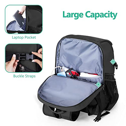 GOBUROS Basketball Bag, Soccer Equipment Bag with Ball & Shoe Compartment for Soccer Ball, Volleyball, Gym, Outdoor, Travel - color: Black