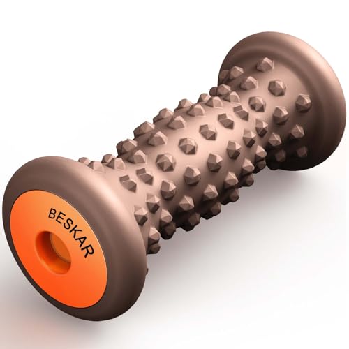 BESKAR Foot Massage Roller for Relief Plantar Fasciitis, Foot Reflexology Tool Pressure Point Massage Roller, Deep Tissue Massage for Relieving Feet Arch Heel Pain, Myofascial Pain Syndrome - color: Coffee