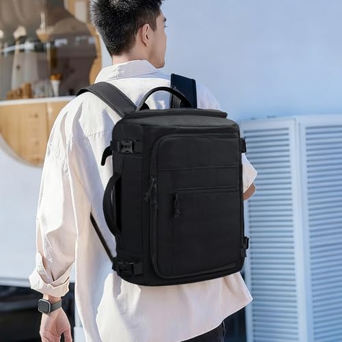 Carry On Travel Backpack Flight Approved Laptop Backpack Business Work Backpack for Women Men Large Capacity Casual Daypack with Wet/Dry Separation Pockets, Black - color: Black, style: B