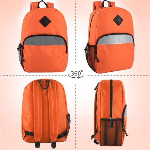 Trail maker Bulk Kids Reflective Backpack Wholesale 24 Pack Backpacks with Side Pockets, Padded (10 Colors Pack) - color: 10 Colors Pack