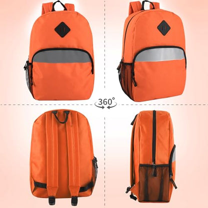 Trail maker Bulk Kids Reflective Backpack Wholesale 24 Pack Backpacks with Side Pockets, Padded (10 Colors Pack) - color: 10 Colors Pack
