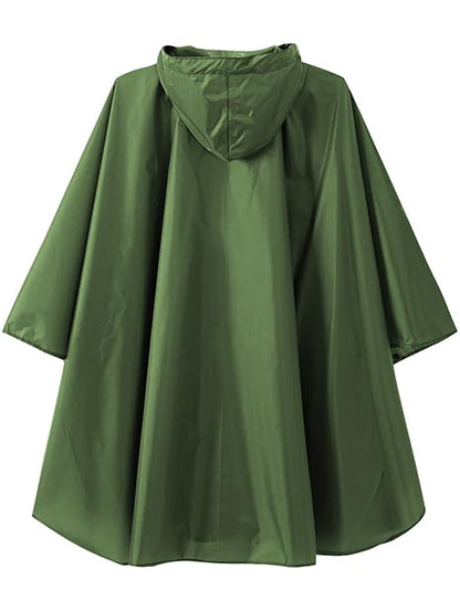 Fashion Hooded Rain Poncho Waterproof Raincoat Jacket with pocket for Women/Men/Adult - color: Army Green