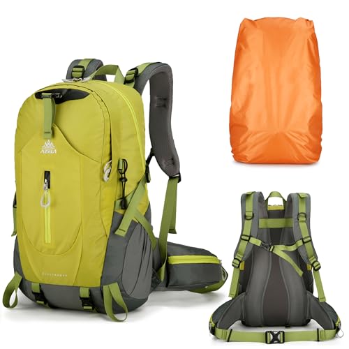 40L Hiking Backpack for Men and Women, Lightweight Waterproof Packable Camping Travel Daypack with Rain Cover (Green, 40 Liter) - color: Green