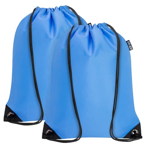2PCS Drawstring Bags Bulk, String Backpack for Men Women, Cinch Bag Draw String Back Bag for Gym, Sports, Travel, Swimming, Beach, Lake blue - color: Lake Blue, size: Large