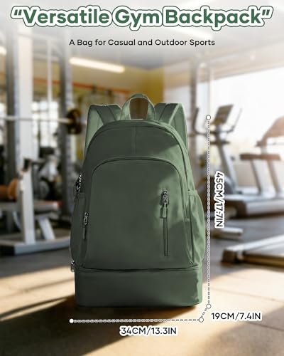 Gym Backpack for Women Men,Waterproof Gym Backpack with Shoe Compartment,Lightweight Sports Gym Bag Casual Daypack,Army Green - color: C-army Green