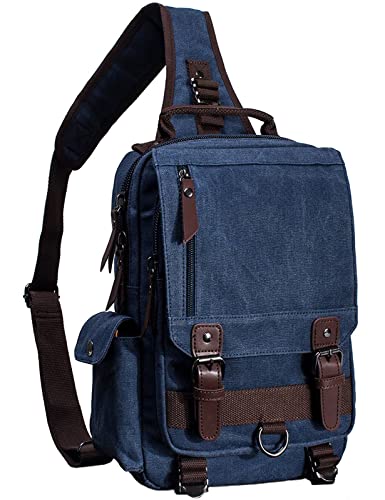 mygreen Canvas Cross Body Messenger Bag Shoulder Sling Backpack Travel Rucksack - color: Dark Blue, size: Large