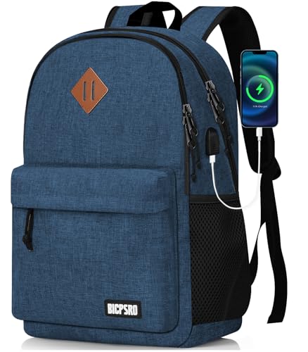 Backpack for Women Men, Casual School Backpack for Girls Boys Teens, 15.6 Inch Laptop Bookbag with USB Charger for College High School back pack lightweight mochilas para hombres, Blue - color: C1-blue, size: 15.6 Inch
