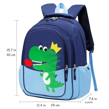 15 inch Primary School Kindergarten Schoolbag Leisure Cool Cute Cartoon Travel Backpack For Boys Girls Ages 6-10 Use - color: Dinosaur Blue-2, size: Large