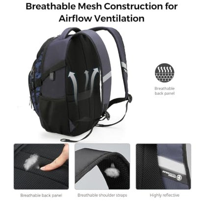 Swissdigital Design Laptop Backpack for Men with USB Charging Port SD803-92 - color: Blue Camo