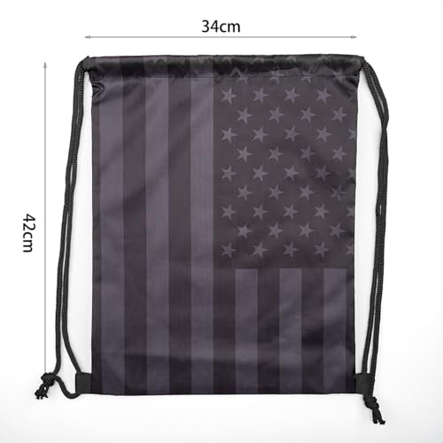 Black American Flag Drawstring Backpack, Lightweight Cinch String Sports Sackpack for Men & Women,pack of 2 - color: Americanflag-black