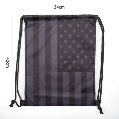 Black American Flag Drawstring Backpack, Lightweight Cinch String Sports Sackpack for Men & Women,pack of 2 - color: Americanflag-black