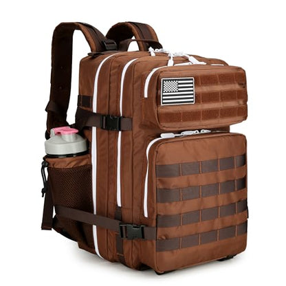Lovelinks21 45L Tactical Assault Backpack 3 day assault pack with Molle Waterproof backpack Rucksack for Tactical Backpacks (Dark brown) - color: Dark Brown
