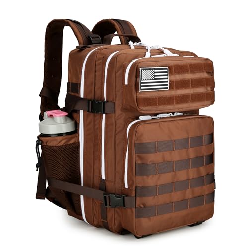 Lovelinks21 45L Tactical Assault Backpack 3 day assault pack with Molle Waterproof backpack Rucksack for Tactical Backpacks (Dark brown) - color: Dark Brown
