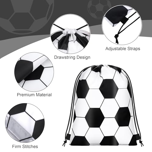 15 Pcs Soccer Drawstring Bags Backpack Birthday Party Goodie Favor Bags Gift Bag for Gym Sports Storage Travel - style: Soccer