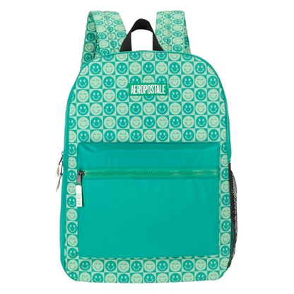 AEROPOSTALE Fieldtrip Unisex Backpack - AE Mens and Womens Bag for Everyday Use - Be Happy Checker - color: Dark Green Smile