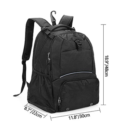 DSLEAF Tennis Backpack for 2 Rackets, Tennis Bag with Separate Ventilated Shoe Space for Tennis/Pickleball/Badminton/Squash Racquet and Accessories - color: Black